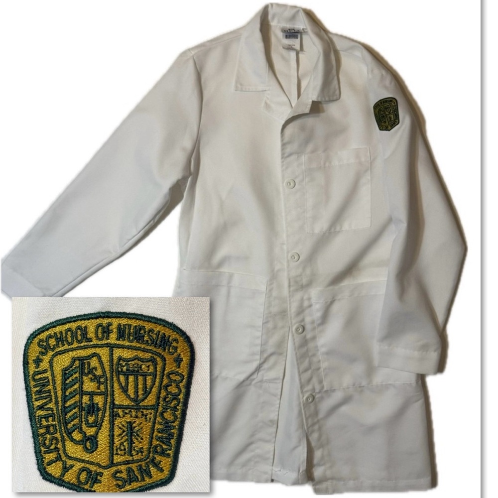 Vintage USF Nurse Lab Coat with Patch Sz 2 Small
